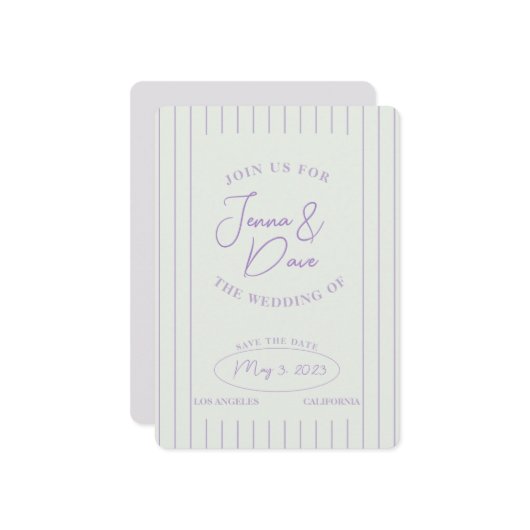 Trendy Save the Date Trouwdag Eenvoudig en modern (Voorkant / Achterkant in situ)