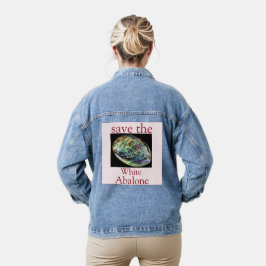 Trendy Save The White Abalone Quote Denim Jacket