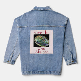 Trendy Save The White Abalone Quote Denim Jacket
