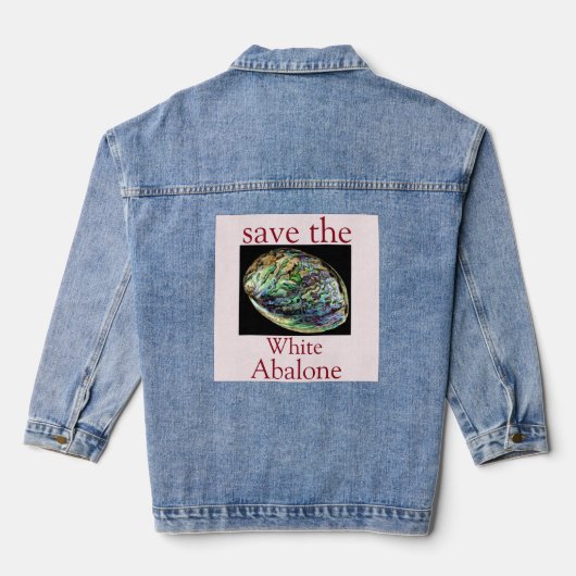 Trendy Save The White Abalone Quote Denim Jacket (Achterkant)
