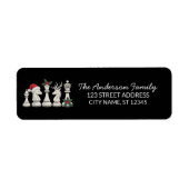 Trendy Schaakstukken Kerst Retouradres Etiket (Voorkant)