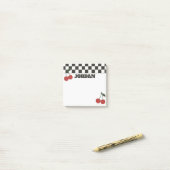 Trendy Schakenbord & Kersen Aangepaste Naam Post-it® Notes (Op bureau)