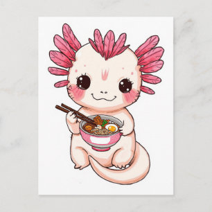 Trendy Schattig Axolotl die ramen Japans eet  Briefkaart