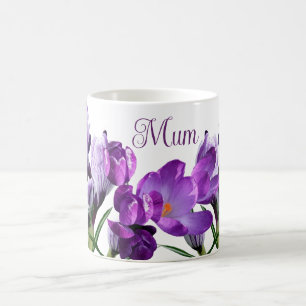 Trendy schattig modern boho paarse krokus bloemenm koffiemok