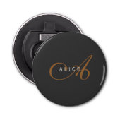 Trendy Schattig Plain Monogram Initiaal Naam Button Flesopener (Voorkant)