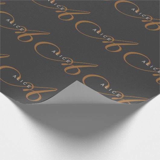 Trendy Schattig Plain Monogram Initiaal Naam Cadeaupapier (Hoek)