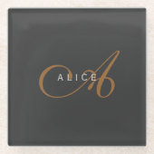 Trendy Schattig Plain Monogram Initiaal Naam Glazen Onderzetter (Voorkant)