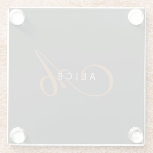 Trendy Schattig Plain Monogram Initiaal Naam Glazen Onderzetter (Achterkant)