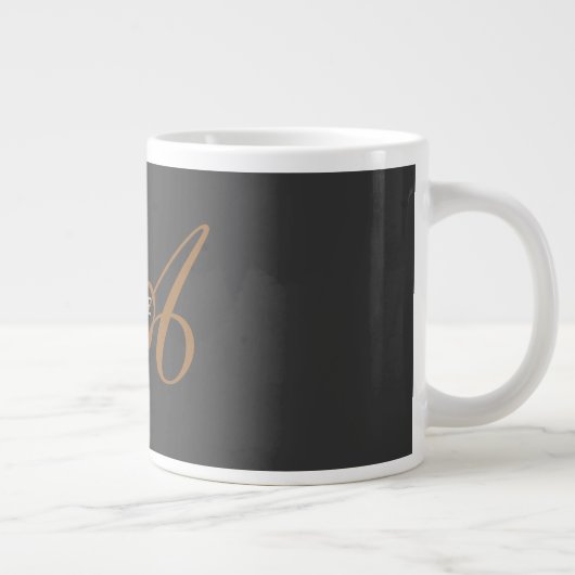 Trendy Schattig Plain Monogram Initiaal Naam Grote Koffiekop (Rechts)