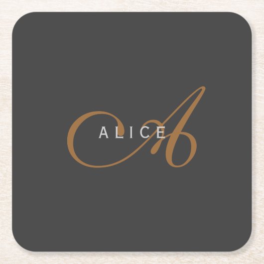 Trendy Schattig Plain Monogram Initiaal Naam Kartonnen Onderzetters (Voorkant)