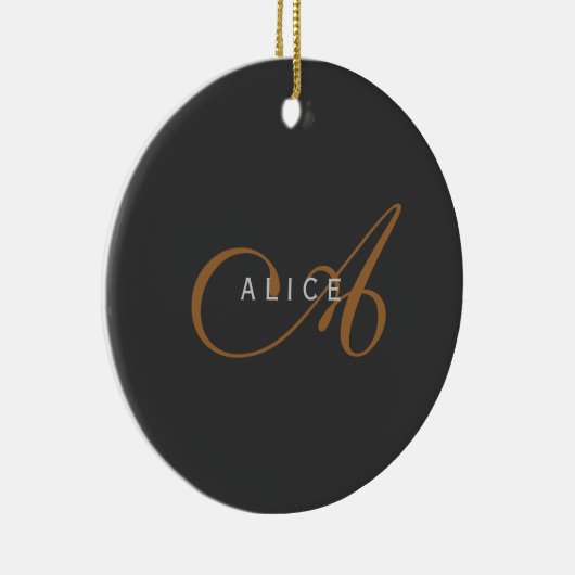 Trendy Schattig Plain Monogram Initiaal Naam Keramisch Ornament (Rechts)