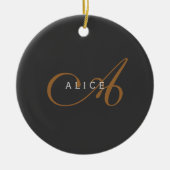 Trendy Schattig Plain Monogram Initiaal Naam Keramisch Ornament (Voorkant)