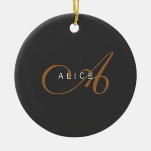 Trendy Schattig Plain Monogram Initiaal Naam Keramisch Ornament (Voorkant)