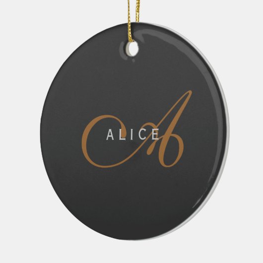 Trendy Schattig Plain Monogram Initiaal Naam Keramisch Ornament (Links)