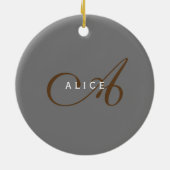 Trendy Schattig Plain Monogram Initiaal Naam Keramisch Ornament (Achterkant)