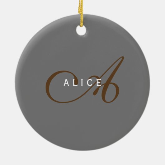 Trendy Schattig Plain Monogram Initiaal Naam Keramisch Ornament (Achterkant)