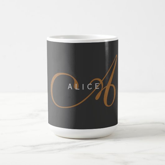 Trendy Schattig Plain Monogram Initiaal Naam Koffiemok (Center)