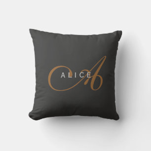 Trendy Schattig Plain Monogram Initiaal Naam Kussen