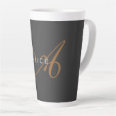 Trendy Schattig Plain Monogram Initiaal Naam Latte Mok (Rechterhoek)