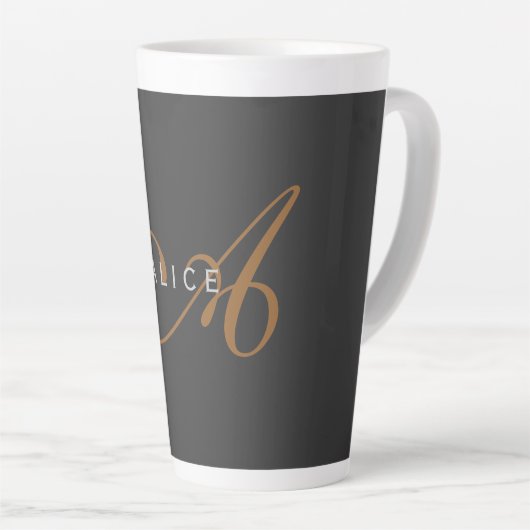 Trendy Schattig Plain Monogram Initiaal Naam Latte Mok (Rechterhoek)