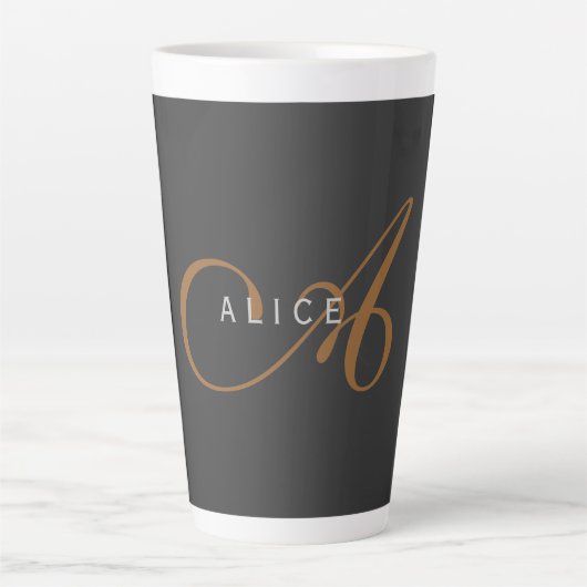 Trendy Schattig Plain Monogram Initiaal Naam Latte Mok (Voorkant)