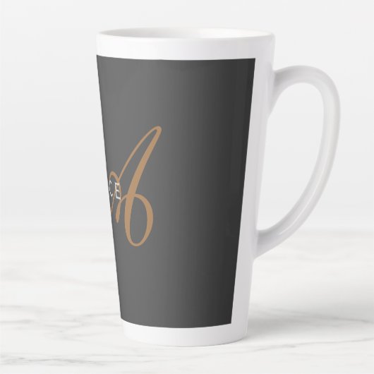 Trendy Schattig Plain Monogram Initiaal Naam Latte Mok (Rechts)