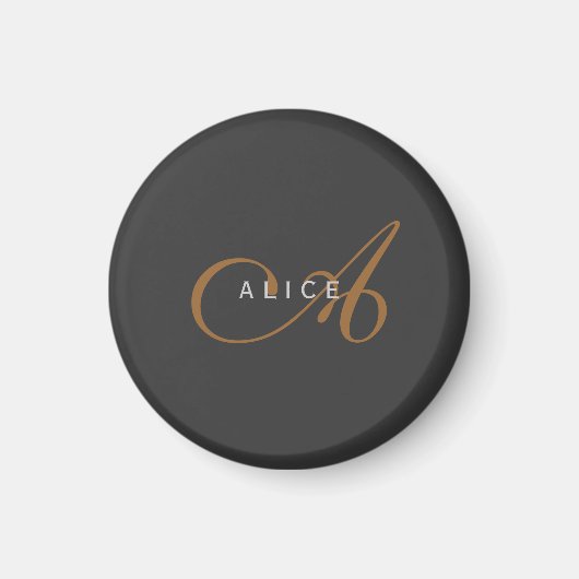 Trendy Schattig Plain Monogram Initiaal Naam Magneet (Voorkant)