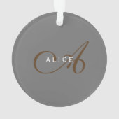 Trendy Schattig Plain Monogram Initiaal Naam Ornament (achterkant)