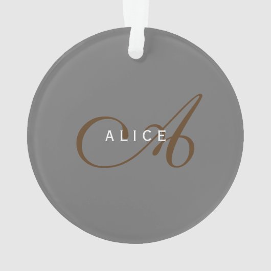 Trendy Schattig Plain Monogram Initiaal Naam Ornament (achterkant)