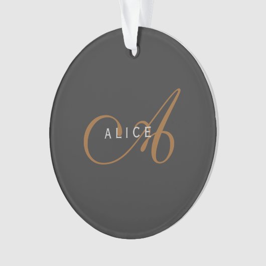 Trendy Schattig Plain Monogram Initiaal Naam Ornament (voorkant)
