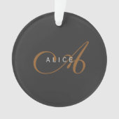 Trendy Schattig Plain Monogram Initiaal Naam Ornament (voorkant)