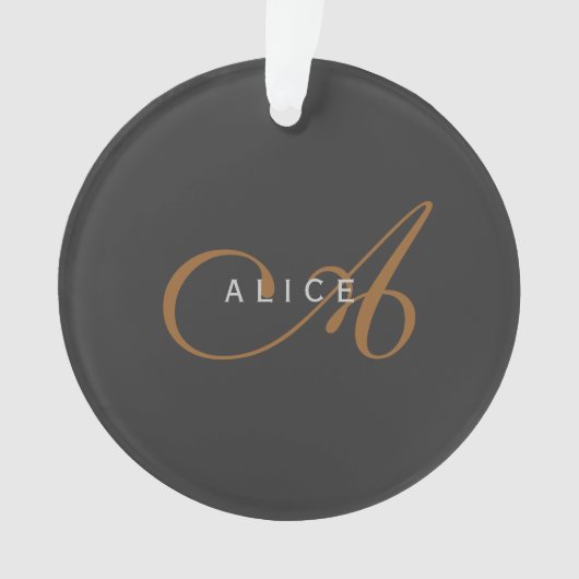 Trendy Schattig Plain Monogram Initiaal Naam Ornament (voorkant)