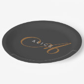 Trendy Schattig Plain Monogram Initiaal Naam Papieren Bordje (Gekanteld)