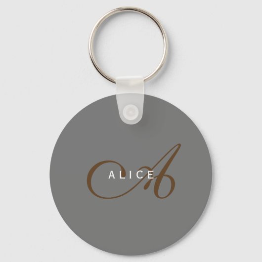 Trendy Schattig Plain Monogram Initiaal Naam Sleutelhanger (Achterkant)