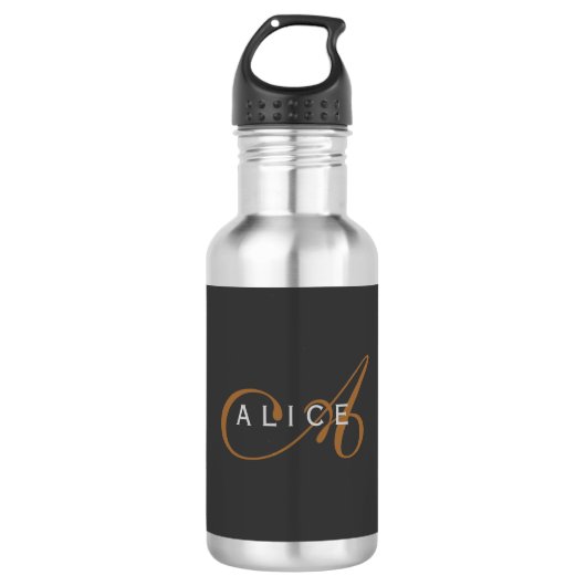 Trendy Schattig Plain Monogram Initiaal Naam Waterfles (Voorkant)