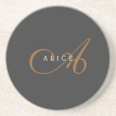 Trendy Schattig Plain Monogram Initiaal Naam Zandsteen Onderzetter (Voorkant)