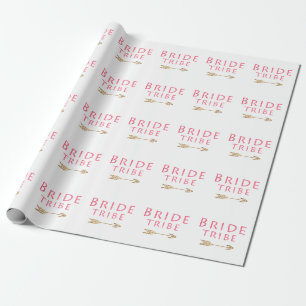 trendy schattig roze bruidtribe gouden pijl cadeaupapier
