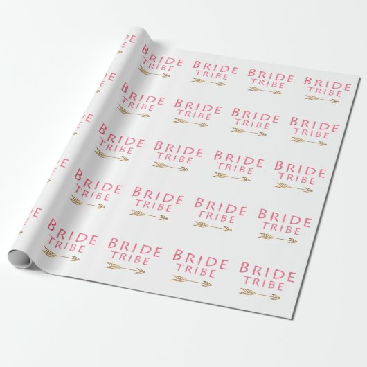 trendy schattig roze bruidtribe gouden pijl cadeaupapier (Uitgerold)