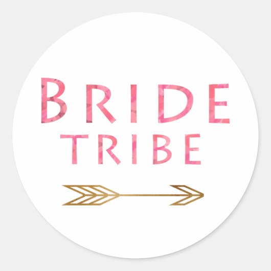 trendy schattig roze bruidtribe gouden pijl ronde sticker (Voorkant)