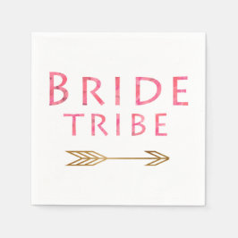 trendy schattig roze bruidtribe gouden pijl servetten