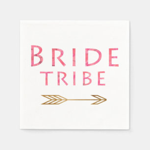 trendy schattig roze bruidtribe gouden pijl servetten