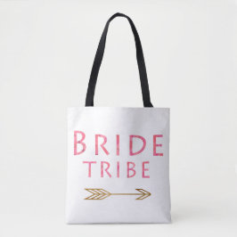 trendy schattig roze bruidtribe gouden pijl tote bag