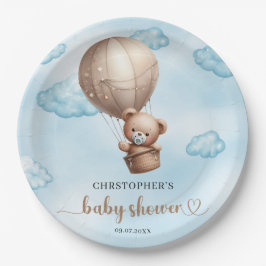 Trendy schattige bruine baby teddybeer heteluchtba papieren bordje