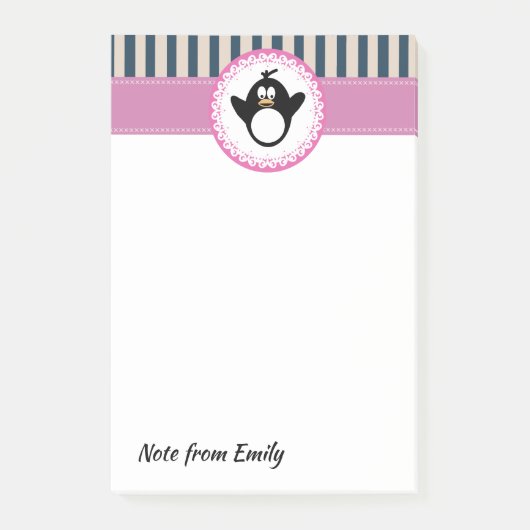 Trendy schattige girly cartoon grappige pinguïn post-it® notes (Voorkant)
