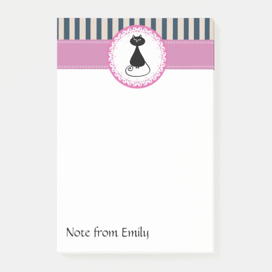 Trendy schattige girly cartoon grappige zwarte kat post-it® notes (Voorkant)
