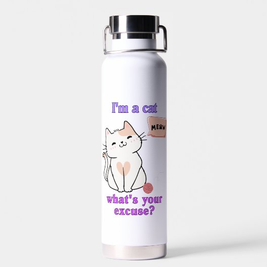 Trendy schattige kat waterfles (Achterkant)