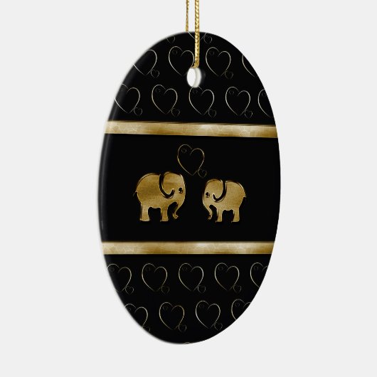 Trendy schattige luxe zwarte/gouden olifant uit li keramisch ornament (Rechts)
