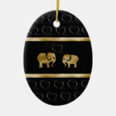 Trendy schattige luxe zwarte/gouden olifant uit li keramisch ornament (Voorkant)