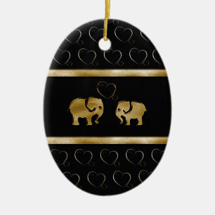 Trendy schattige luxe zwarte/gouden olifant uit li keramisch ornament