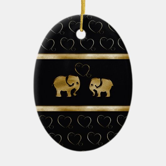 Trendy schattige luxe zwarte/gouden olifant uit li keramisch ornament (Voorkant)